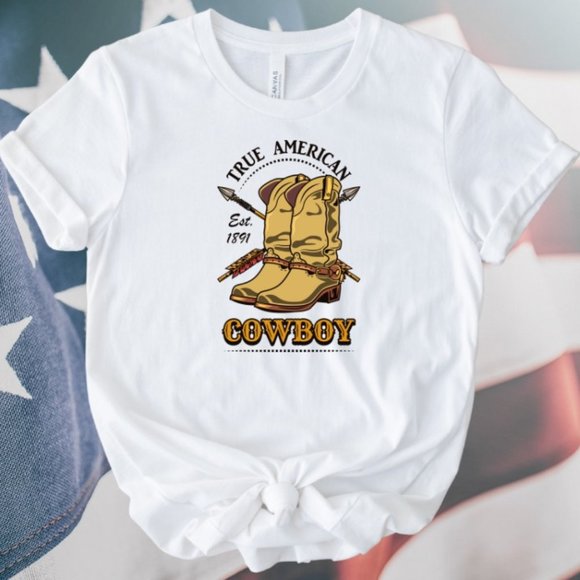 Trendy Graphic Tee True American Cowboy - Picture 1 of 2
